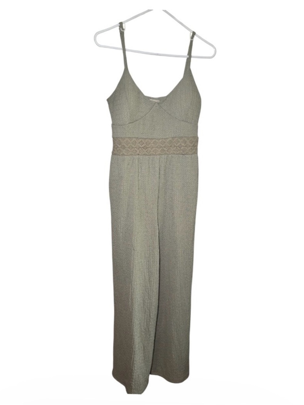 Rebel Heart Women’s Green Wide-Leg Jumpsuit with Lace Waist Size XL